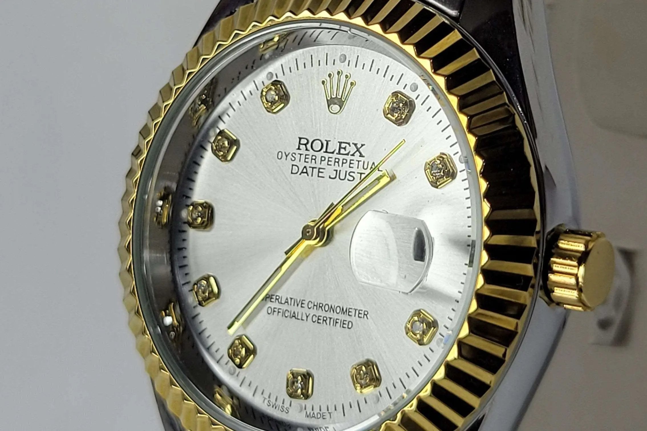 Rlx DateJust White Closeup