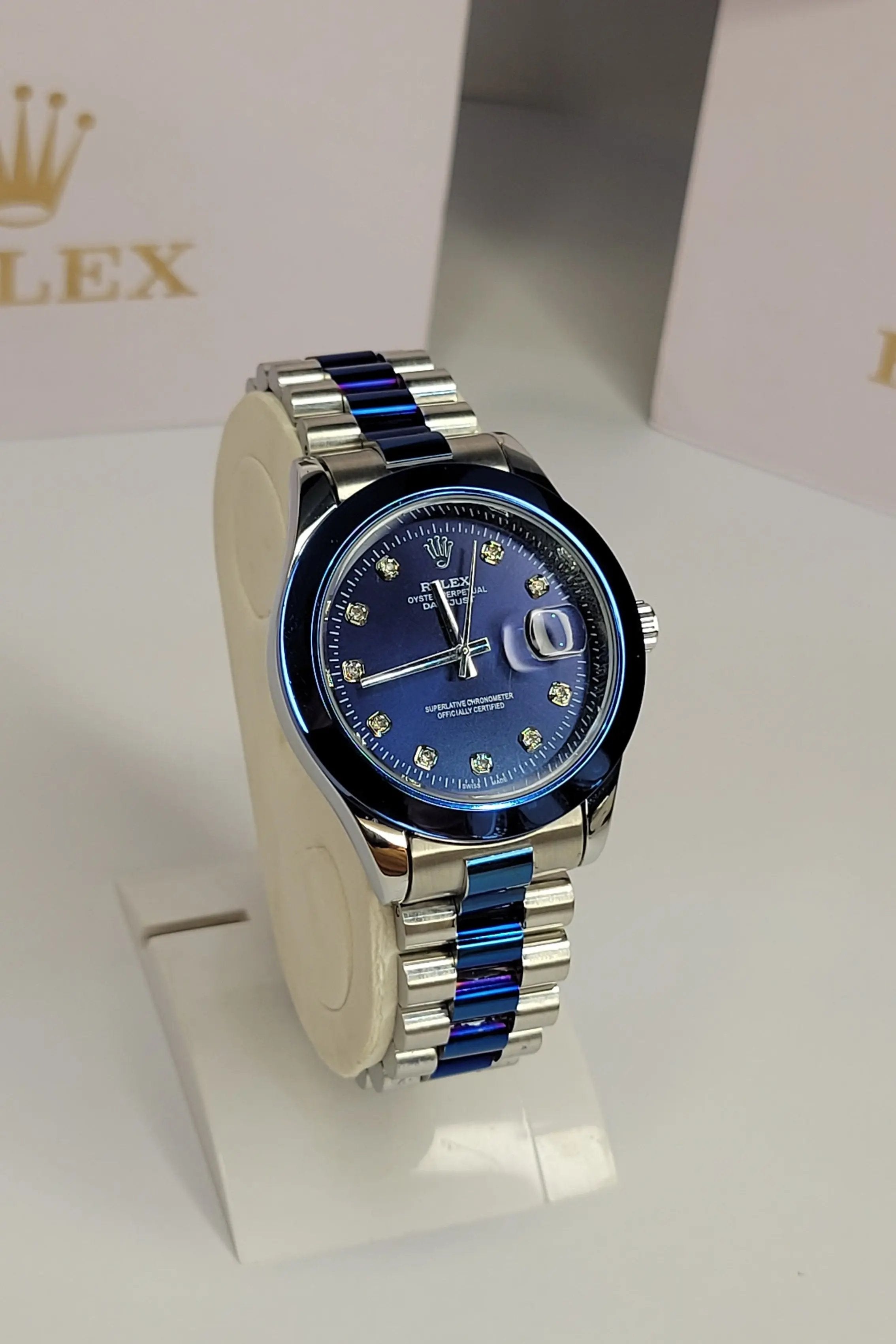 Rlx DateJust - Blue Sideview