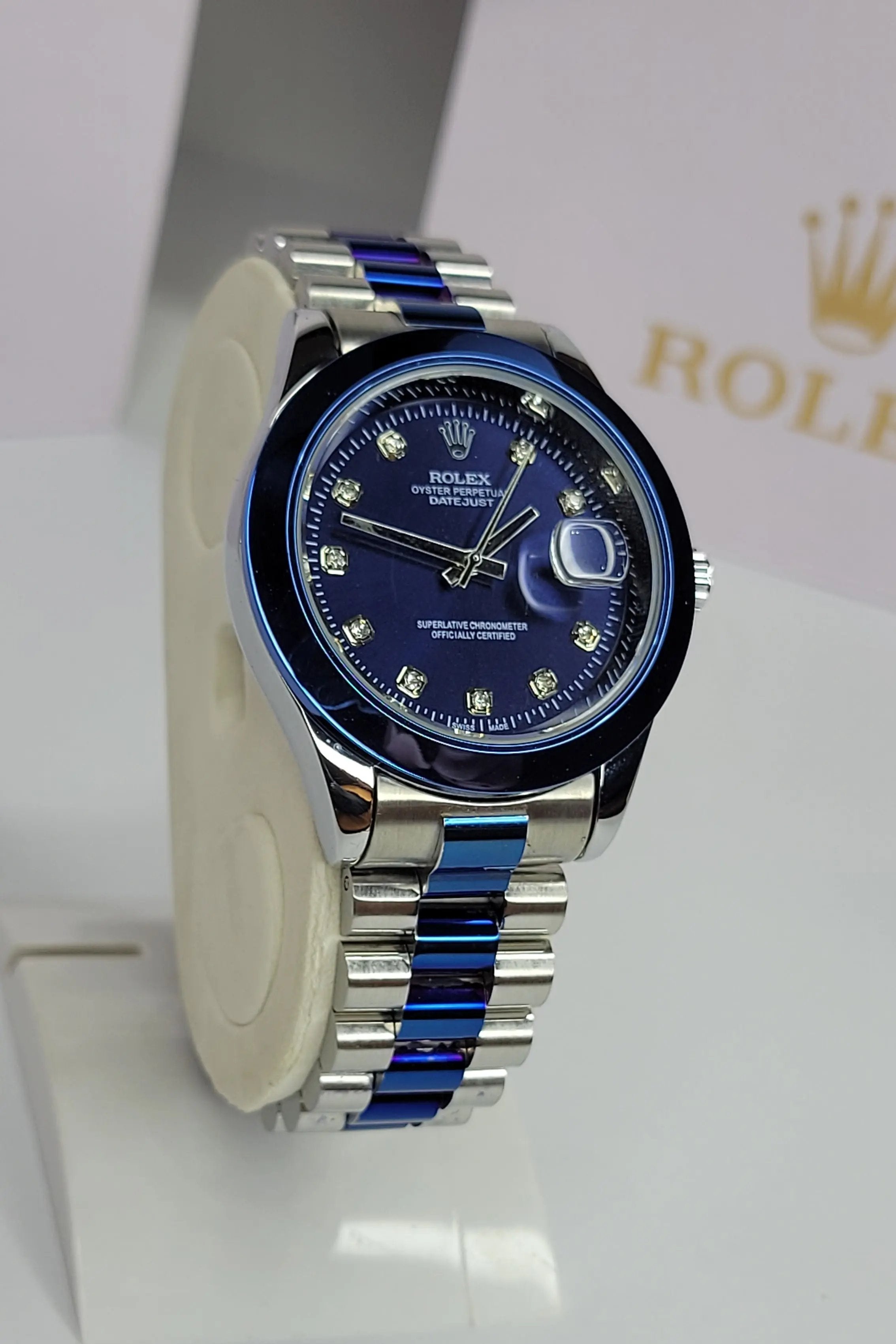Rlx DateJust - Blue Sideview