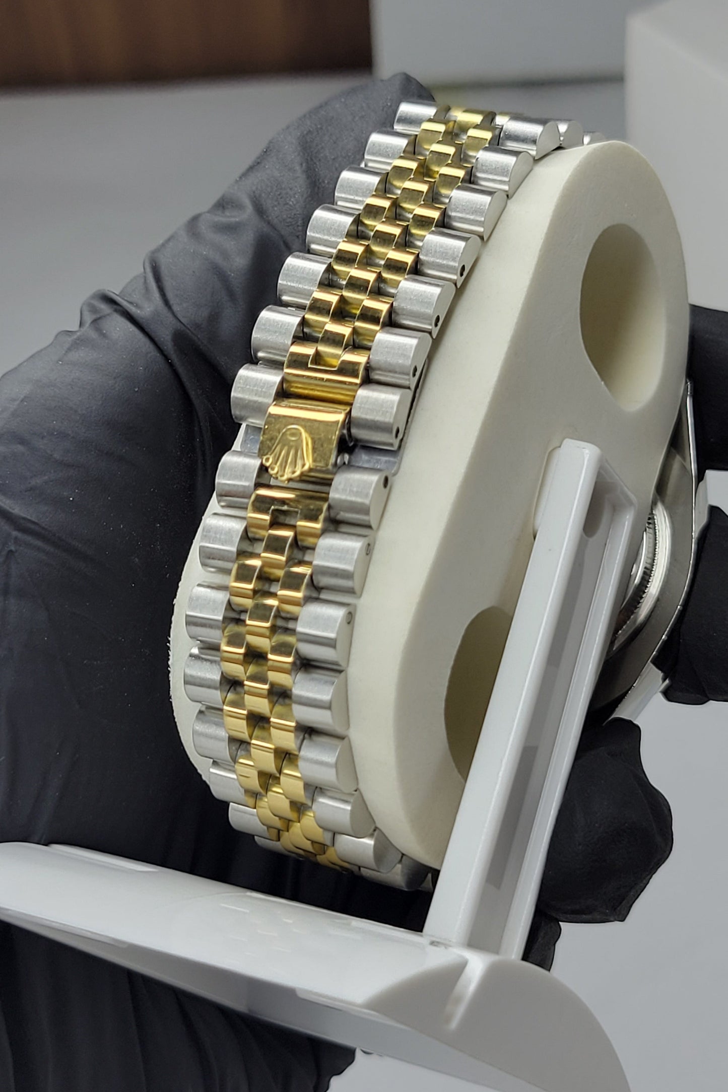 Close-up of Rolex Two Tone Golden Chain