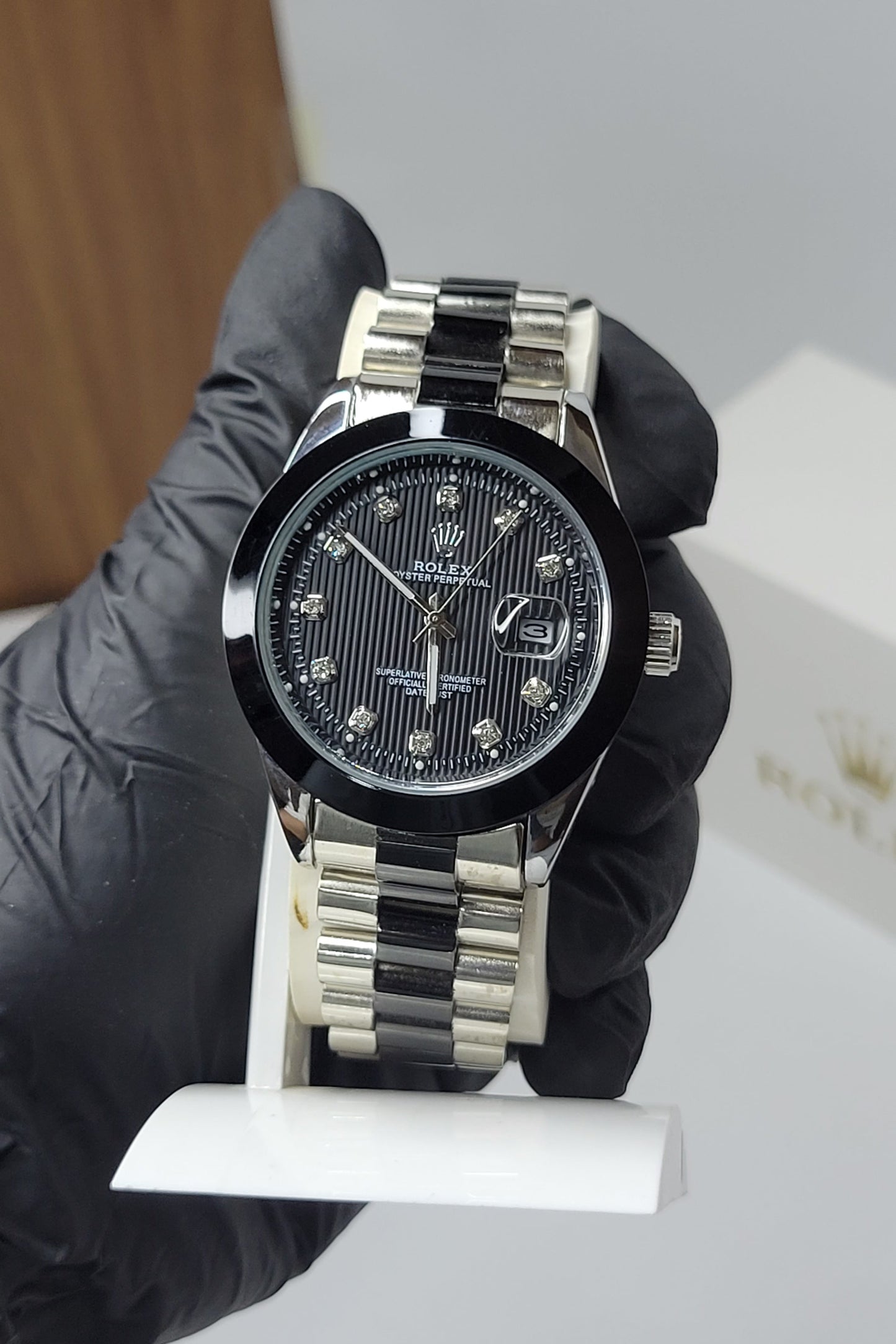 Rolex Two Tone Silver Black front